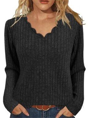 Womens V Neck Petal Edge Top Short Sleeve Casual Blouse Soft Stretch Shirt